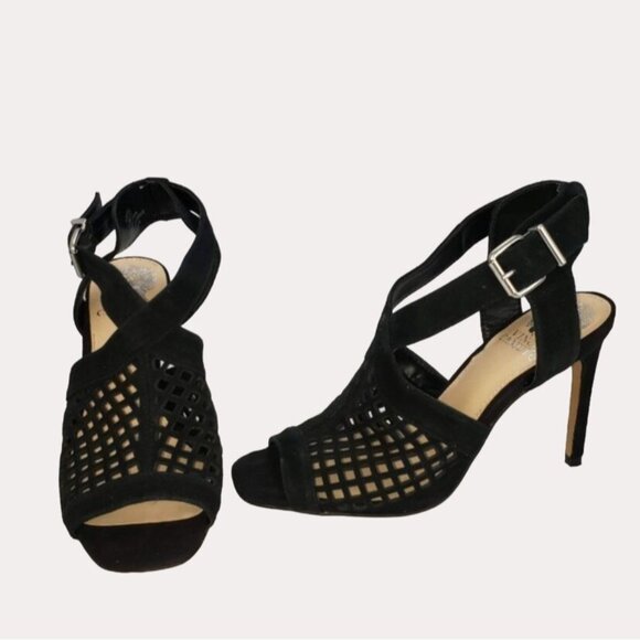 Vince Camuto Suede Leather Cut Out Peep Toe Heels Shoes 42 US 10 M am - Picture 1 of 12